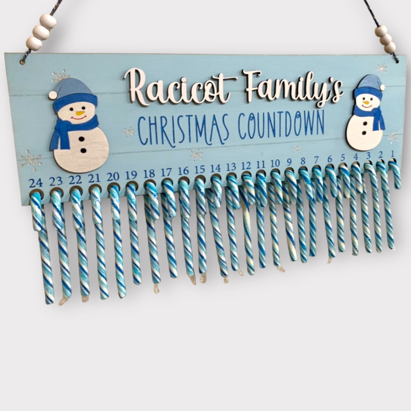 Candy Cane Countdown (Snowman - Blue & White)