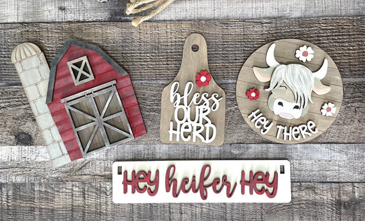 Highland Cow Interchangeable Kit (Wagon / Raised Shelf)