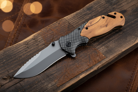 Personalized Engraved Pocket Knife with Olive Wood Handle – Gift for Him