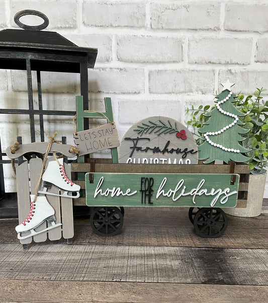 Farmhouse Christmas Interchangeable Kit (Wagon / Raised Shelf)