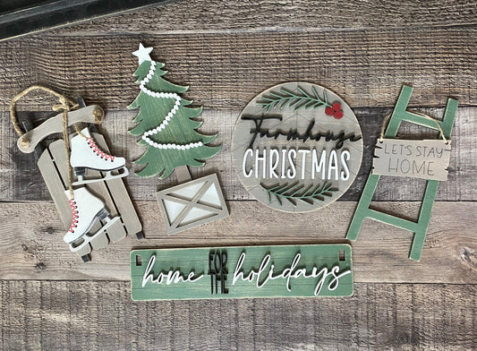 Farmhouse Christmas Interchangeable Kit (Wagon / Raised Shelf)
