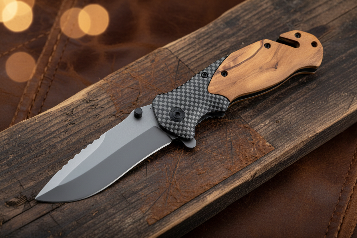 Personalized Engraved Pocket Knife with Olive Wood Handle – Gift for Him