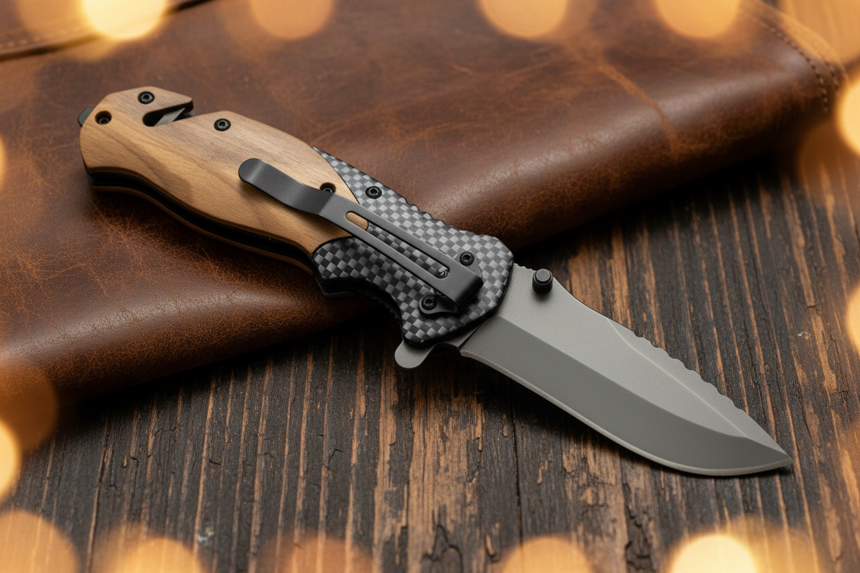 Personalized Engraved Pocket Knife with Olive Wood Handle – Gift for Him